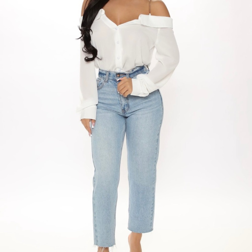 Fashion Nova…Off the Chain Shoulder Shirt. NWT never been worn except to try on.
